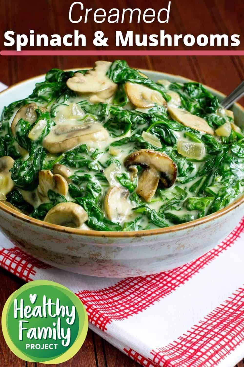 creamed spinach and mushrooms pin