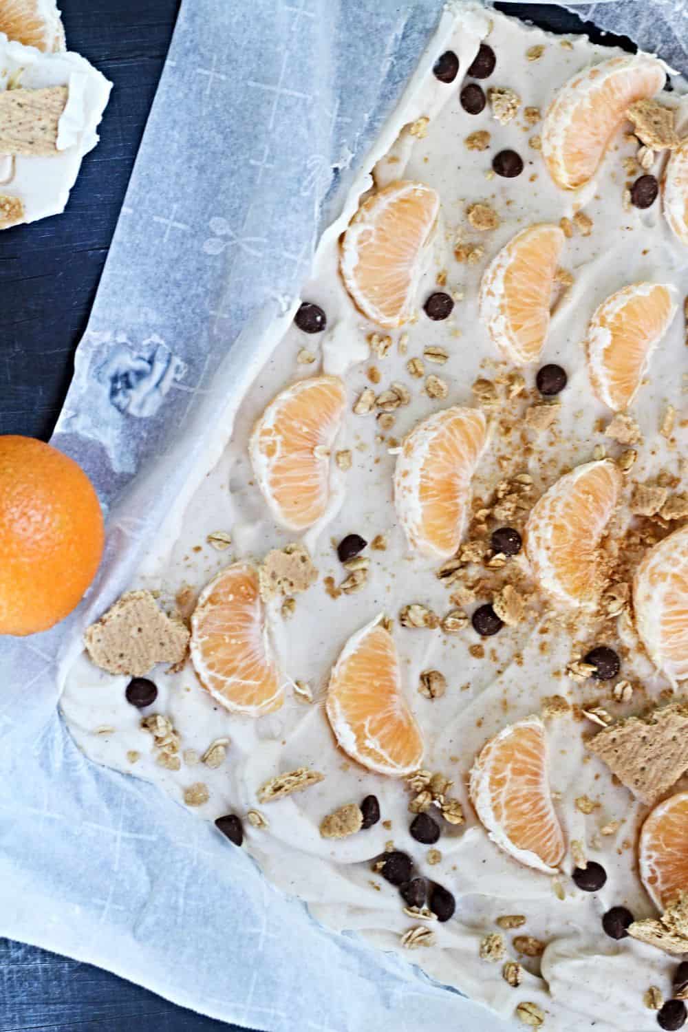 mandarin frozen yogurt bark