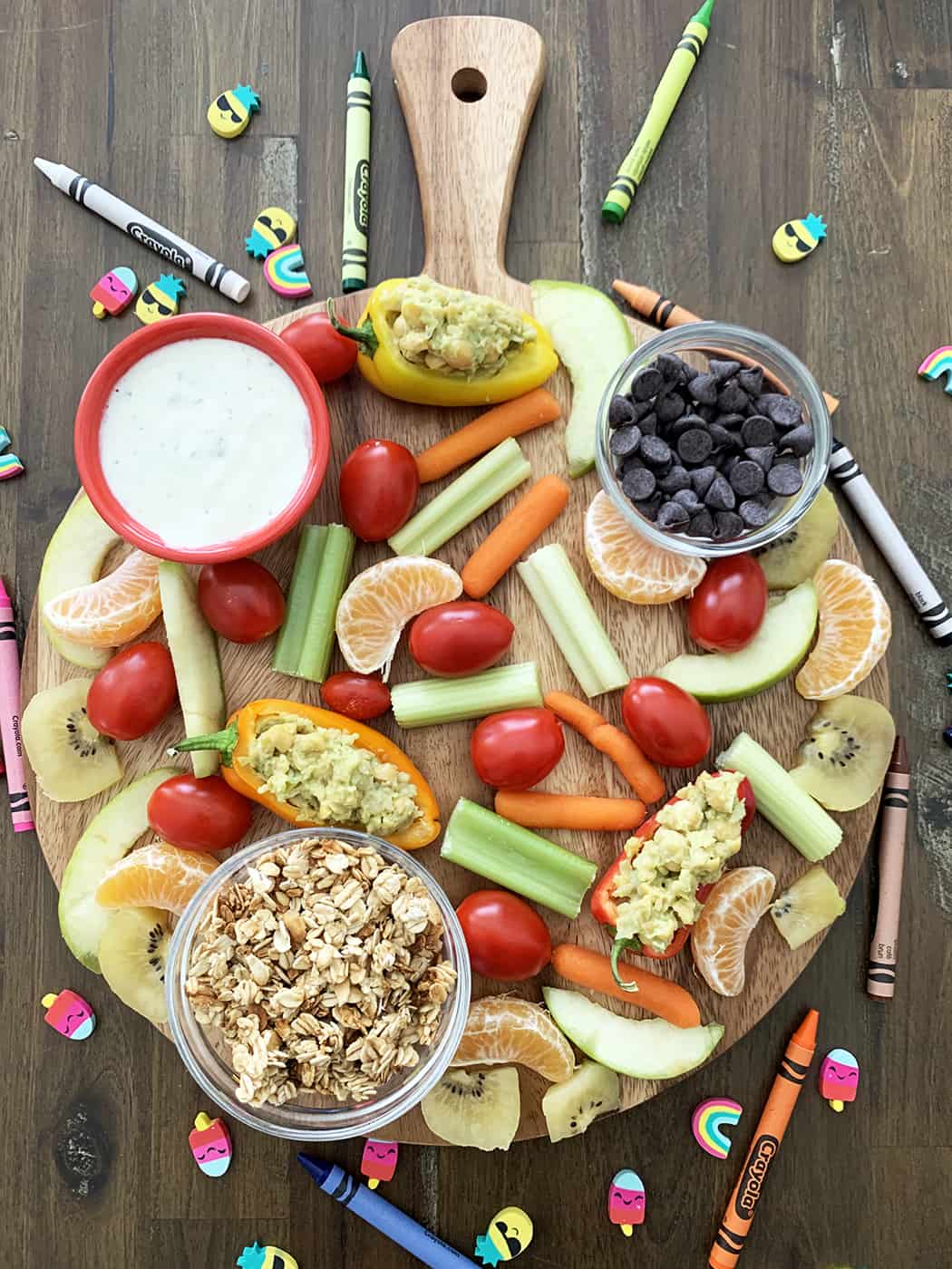 Snack board filled with healthy items