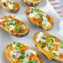 Buffalo Chicken Stuffed Baked Potato Skins